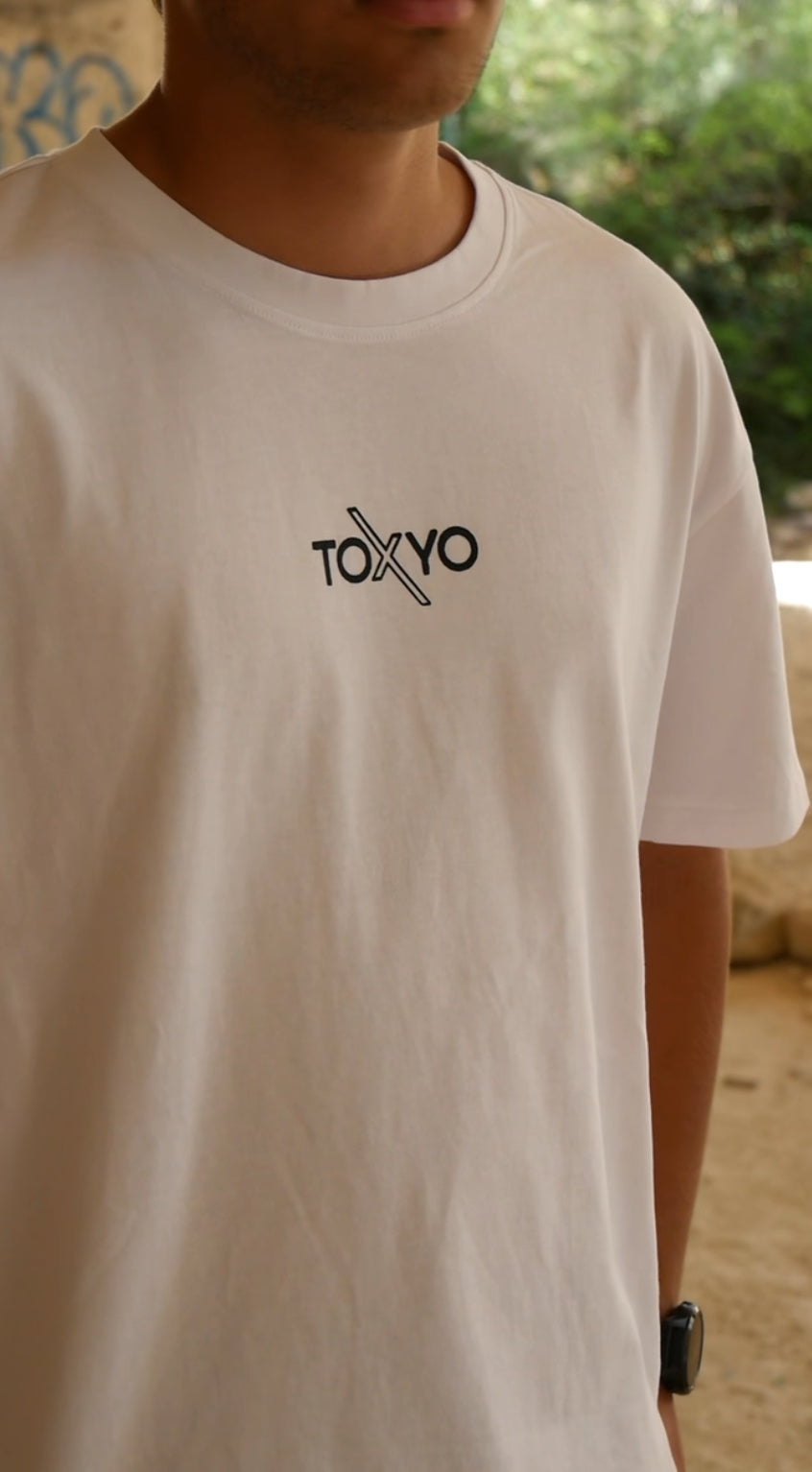 T-shirt ToXyo Oversize Blanc avec Logo Noir