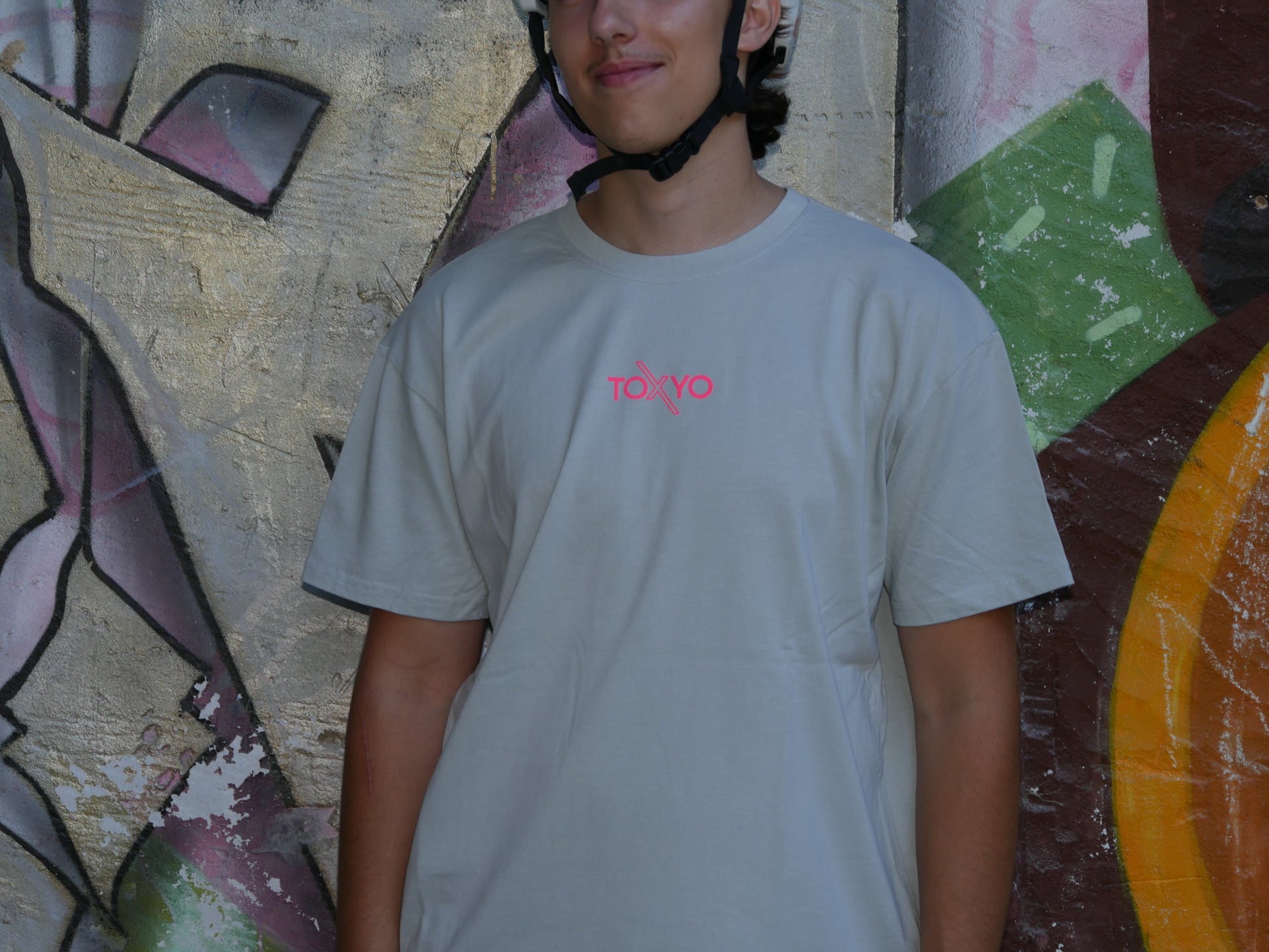 T-shirt ToXyo Oversize Gris avec Logo Rose
