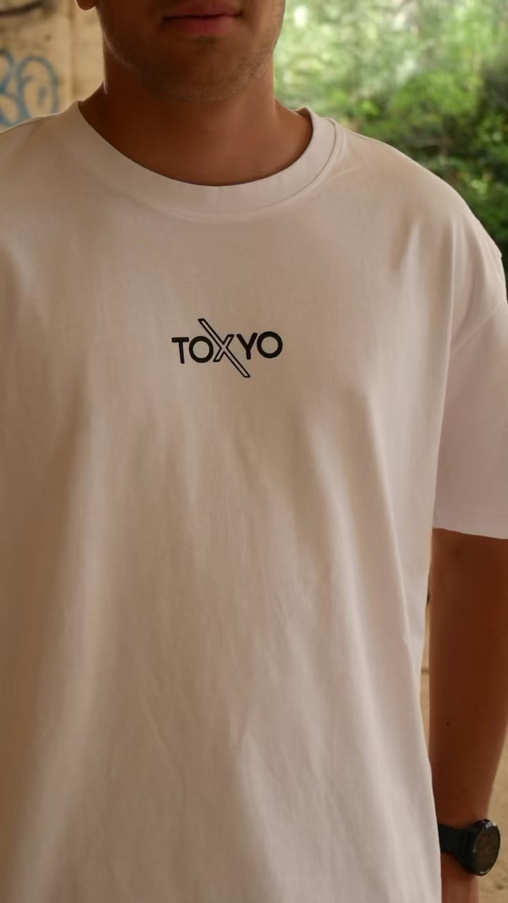 T-shirt ToXyo Oversize Blanc avec Logo Noir