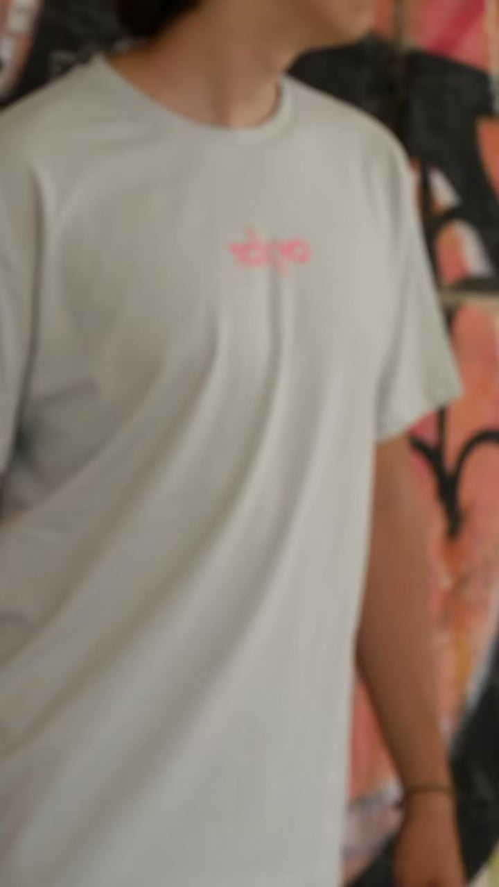 T-shirt ToXyo Oversize Gris avec Logo Rose